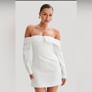 white mini dress (off the shoulder)